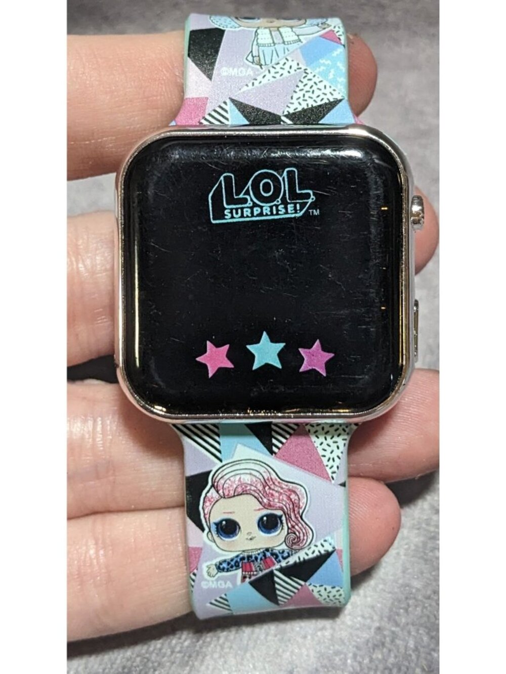 Y2K Kidcore LOL Surprise Watch Pastel Character Print Square Face
